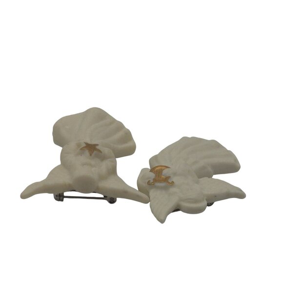 VTG Brooch 2PC Lenox White Stoneware Porcelain Angel GoldTone Religious Keepsake - Picture 8 of 13